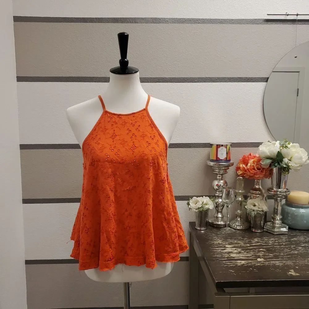 Free People Keyhole Lace Top Sz S